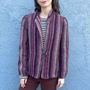 1980s Jacket Striped Mohair Blend Size 14 M/L Avant garde